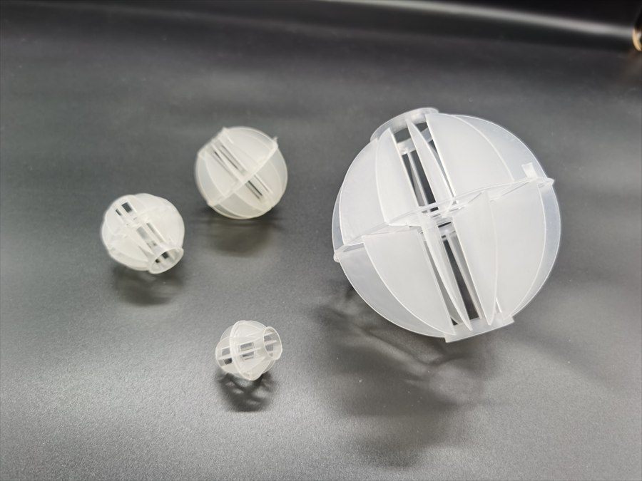 Multi-faceted hollow ball sizes on a grey background