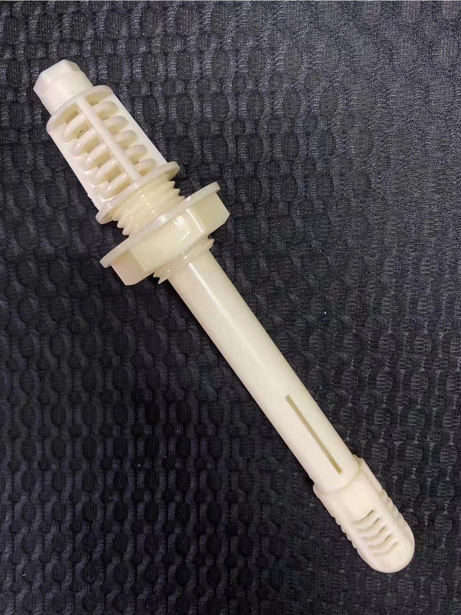 Long-stem aerator body with the membrane head and grooved barrel at the top end