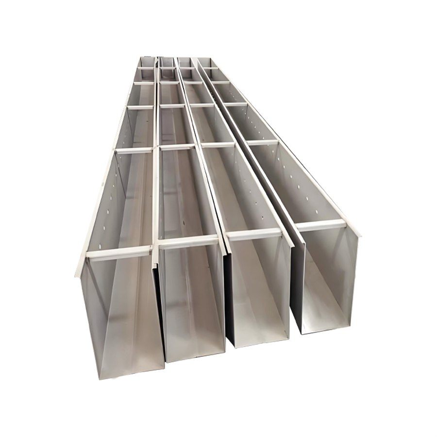 Stainless steel collection trough photographed for the product catalogue